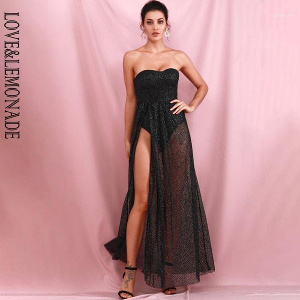love&lemonade black strapless tube glitter material split poncho maxi dress lm819711, Black;gray
love&lemonade black strapless tube glitter material split poncho maxi dress lm819711, Black;gray