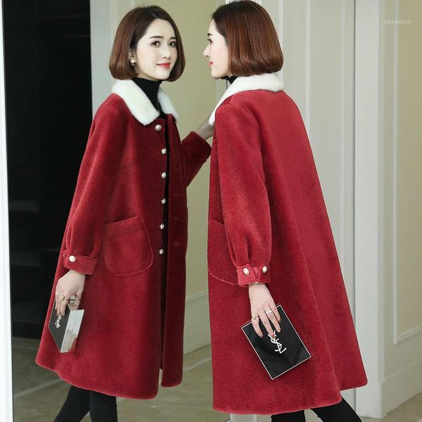 women's fur & faux collar 100% wool jacket real coat autumn winter women clothes 2021 korean vintage sheep shearling zt36501, Black
women's fur & faux collar 100% wool jacket real coat autumn winter women clothes 2021 korean vintage sheep shearling zt36501, Black