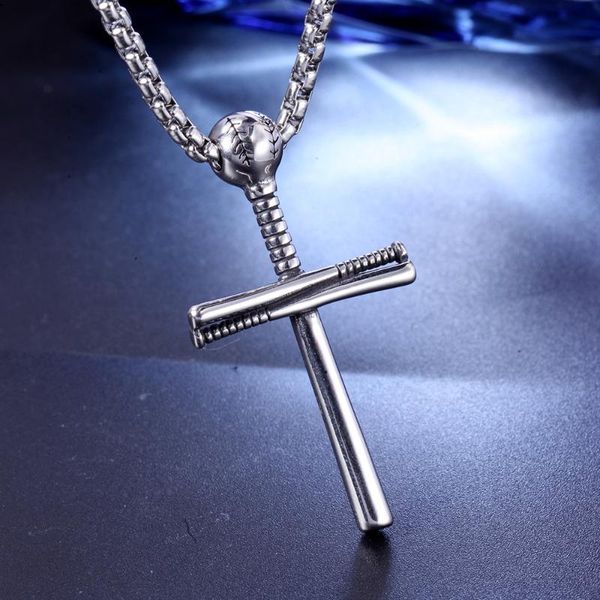 hip hop rock baseball cross pendant necklace for men stainless steel chain jewelry, Silver
hip hop rock baseball cross pendant necklace for men stainless steel chain jewelry, Silver