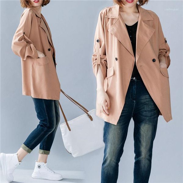 lapel loose coat large size women's korean versatile long-sleeved suit jacket female 2020 spring solid windbreaker r4971, Tan;black
lapel loose coat large size women's korean versatile long-sleeved suit jacket female 2020 spring solid windbreaker r4971, Tan;black
