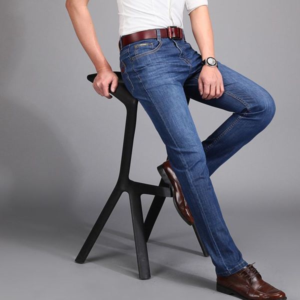 four seasons straight tube loose plus size jeans men's youth business self-cultivation trend brand thin long pants, Blue
four seasons straight tube loose plus size jeans men's youth business self-cultivation trend brand thin long pants, Blue