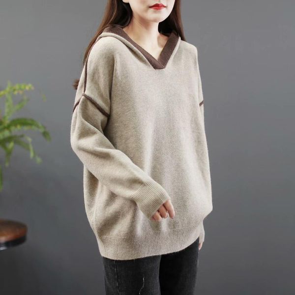 women's sweaters women autumn winter patchwork hooded knitwear ladies casual loose knitted female pullovers sweater, White;black
women's sweaters women autumn winter patchwork hooded knitwear ladies casual loose knitted female pullovers sweater, White;black