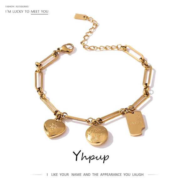 yhpup fashion stainless steel jewelry round heart geometric metal pendant bracelet for women golden texture charm bracelet 2020, Golden;silver
yhpup fashion stainless steel jewelry round heart geometric metal pendant bracelet for women golden texture charm bracelet 2020, Golden;silver