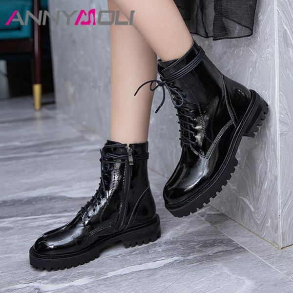 annymol ankle boots woman flat platform motorcycle boots lace up short zip ladies shoes autumn winter black large size 43 
annymol ankle boots woman flat platform motorcycle boots lace up short zip ladies shoes autumn winter black large size 43