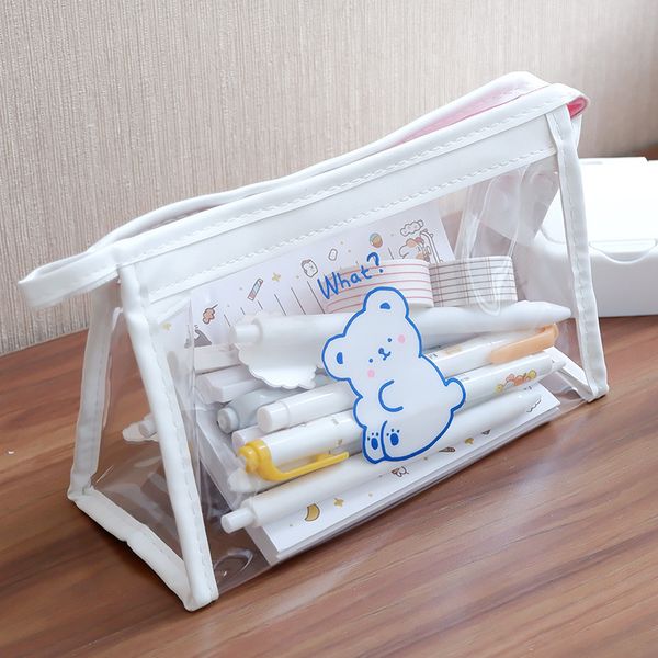 simple japanese large capacity transparent pen bag hand account storage bag students cute zipper triangle girl
simple japanese large capacity transparent pen bag hand account storage bag students cute zipper triangle girl