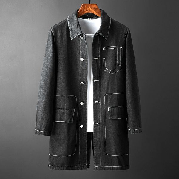 new denim windbreaker in spring and autumn of 2019 men's brand korean jacket fashion long, Tan;black
new denim windbreaker in spring and autumn of 2019 men's brand korean jacket fashion long, Tan;black