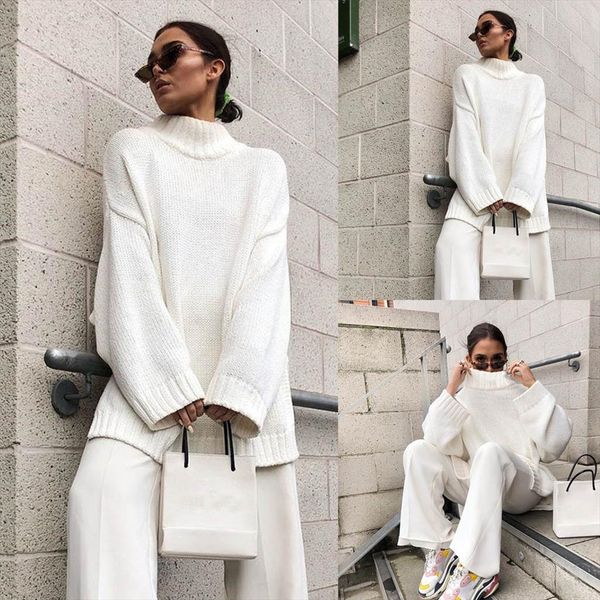 womens sweaters 2019 winter turtleneck sweater women thin pullover jumper loose knitted white sweater pull femme new s l, White;black
womens sweaters 2019 winter turtleneck sweater women thin pullover jumper loose knitted white sweater pull femme new s l, White;black