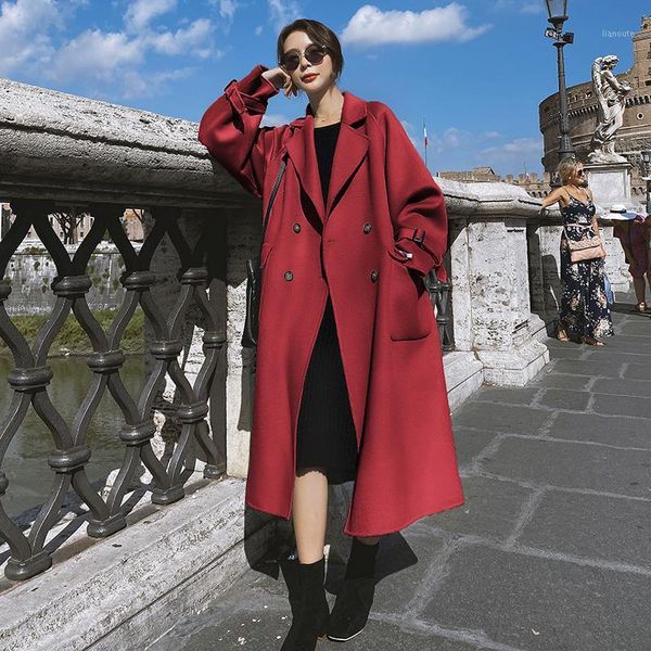 women 2020 winter elegant long woolen coat with belt female solid color long sleeve jackets ladies double breasted overcoat v2391, Black
women 2020 winter elegant long woolen coat with belt female solid color long sleeve jackets ladies double breasted overcoat v2391, Black