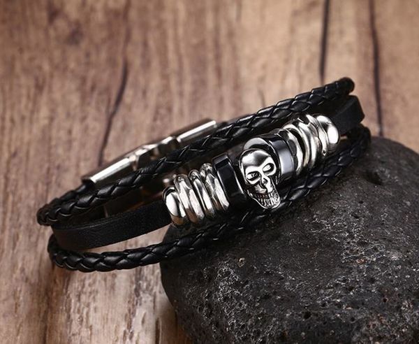 pretty punk skull men bracelet beaded leather bracelets & bangles ghost head bracelets chic bracelet, Golden;silver
pretty punk skull men bracelet beaded leather bracelets & bangles ghost head bracelets chic bracelet, Golden;silver