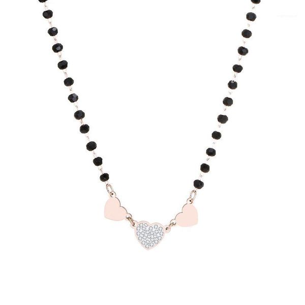 2020 Crystal Heart Necklace Bohemia Black Beads Chain Stainless Steel Three Hearts Chokers Necklaces Women Jewelry Wedding Gifts1, Golden;silver
2020 Crystal Heart Necklace Bohemia Black Beads Chain Stainless Steel Three Hearts Chokers Necklaces Women Jewelry Wedding Gifts1, Golden;silver
