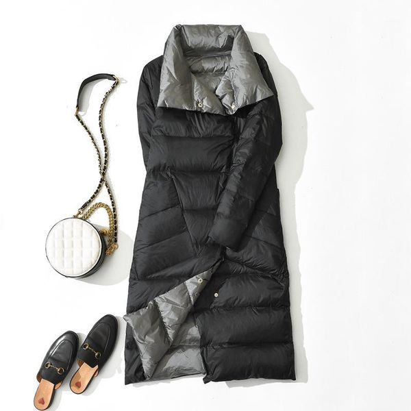 light and thin double-sided down jacket for women's middle and long wear on both sides1, Black
light and thin double-sided down jacket for women's middle and long wear on both sides1, Black