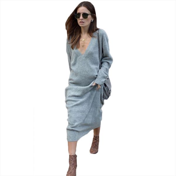 autumn winter warm knitted long sweater women solid v neck long sleeve casual loose pulover feminino, White;black
autumn winter warm knitted long sweater women solid v neck long sleeve casual loose pulover feminino, White;black