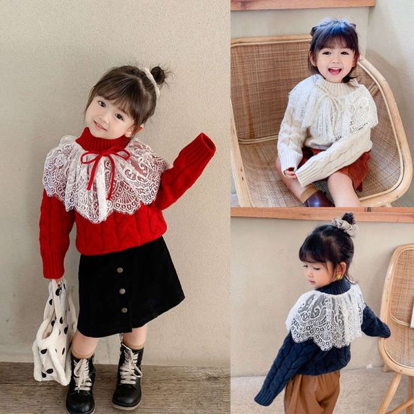winter 2020 new fashion girl's autumn lace collar sweater children's cute pullover, Blue
winter 2020 new fashion girl's autumn lace collar sweater children's cute pullover, Blue
