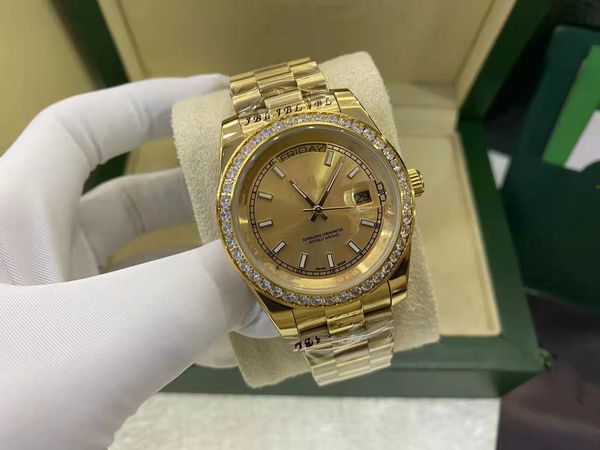 with original box luxury watches 41mm mens 18k yellow gold dial bigger diamond automatic fashion brand men's watch wristwatch, Slivery;brown
with original box luxury watches 41mm mens 18k yellow gold dial bigger diamond automatic fashion brand men's watch wristwatch, Slivery;brown