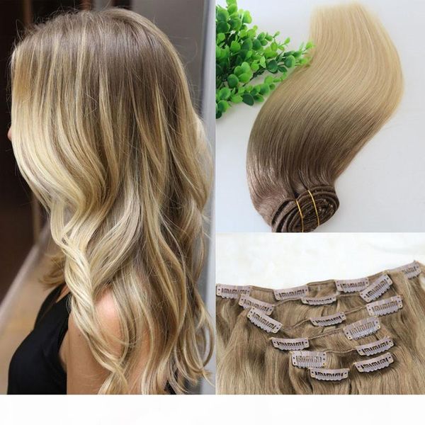 #8 #60 613# full head clip in human hair extensions ombre medium brown ombre hair light blonde balayage highlights 7pcs a lot 120gram, Black
#8 #60 613# full head clip in human hair extensions ombre medium brown ombre hair light blonde balayage highlights 7pcs a lot 120gram, Black