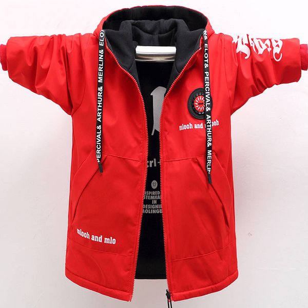 new children's double-sided plus cotton jacket boys mid-length windbreaker boy fashion jacket 201126, Blue;gray