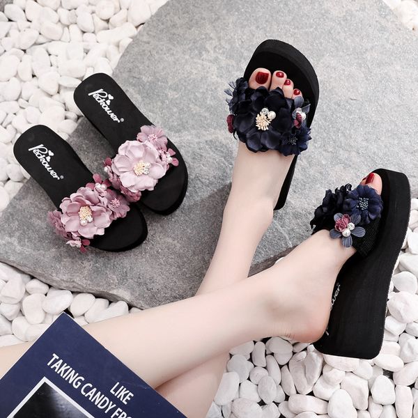 6 cm high heel womens summer beach shoes womens full diamond gems bohemian flip flops thick bottom sandals and slippers, Black
6 cm high heel womens summer beach shoes womens full diamond gems bohemian flip flops thick bottom sandals and slippers, Black
