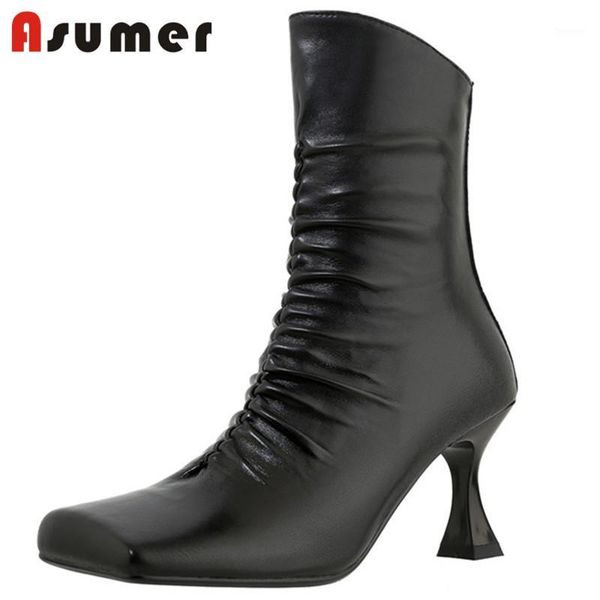 asumer 2020 genuine leather ankle boots women square toe pleated high heel party night club shoes ladies1, Black
asumer 2020 genuine leather ankle boots women square toe pleated high heel party night club shoes ladies1, Black