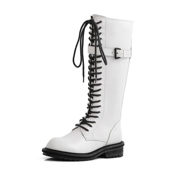 winter 2020 fashion knee high low heel round toe lace up shoes genuine leather black white women boots
winter 2020 fashion knee high low heel round toe lace up shoes genuine leather black white women boots