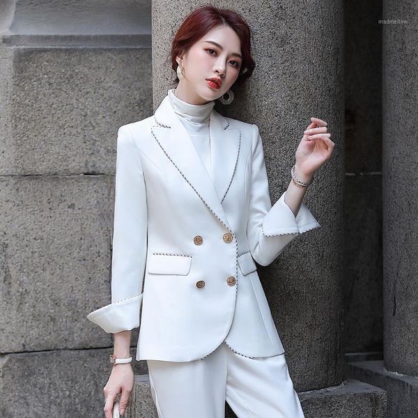 women's two piece pants fashion styles women business suits elegant red ladies office work wear pantsuits autumn winter professional bl, White 
women's two piece pants fashion styles women business suits elegant red ladies office work wear pantsuits autumn winter professional bl, White