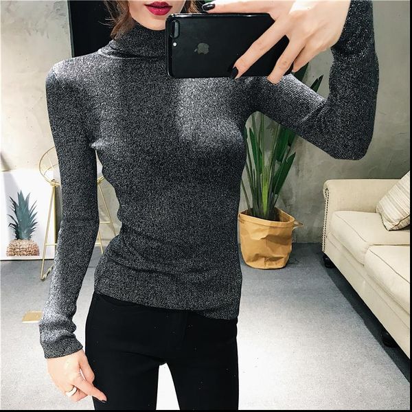 new glitter turtleneck women pullover sweater high elasticity knitted s slim jumper autumn winter basic female sweater, White;black
new glitter turtleneck women pullover sweater high elasticity knitted s slim jumper autumn winter basic female sweater, White;black