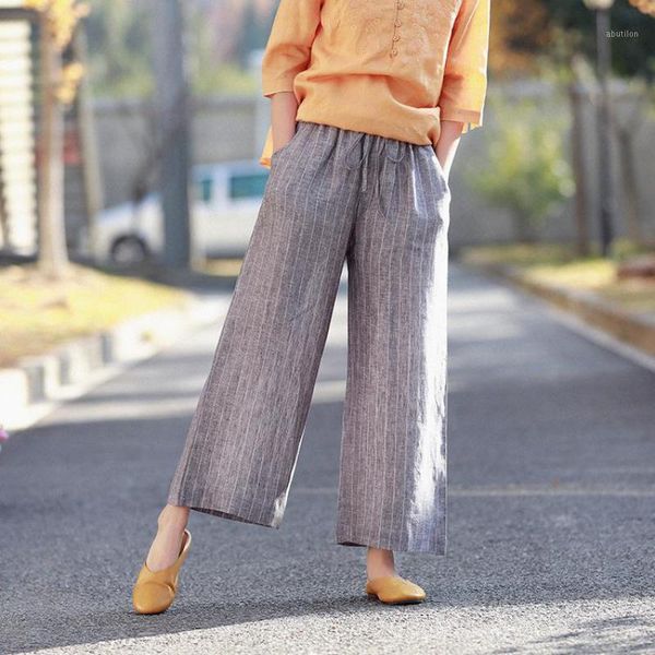 women's pants & capris johnature 2021 spring cotton linen comfortable striped wide leg loose plus size elastic waist all-match women pa, Black;white
women's pants & capris johnature 2021 spring cotton linen comfortable striped wide leg loose plus size elastic waist all-match women pa, Black;white