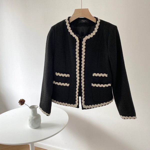 famous stylist womens jacket 20aw graceful beauty small fragrance wind round collar wavy braid wrap trim short coat size xs, Black;brown
famous stylist womens jacket 20aw graceful beauty small fragrance wind round collar wavy braid wrap trim short coat size xs, Black;brown