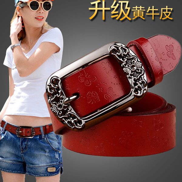 pure leather wide korean women's jeans casual bf style simple fashion versatile belt, Black;brown
pure leather wide korean women's jeans casual bf style simple fashion versatile belt, Black;brown