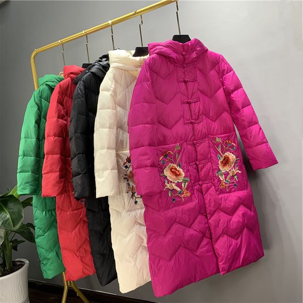 women's winter embroidered duck long feather hat coat, warm informal clothing, 2020
women's winter embroidered duck long feather hat coat, warm informal clothing, 2020