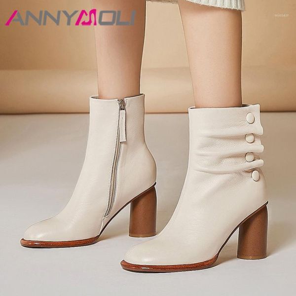 annymoli winter ankle boots women natural genuine leather pleated round high heel short boots zipper square toe shoes lady 33-431, Black
annymoli winter ankle boots women natural genuine leather pleated round high heel short boots zipper square toe shoes lady 33-431, Black