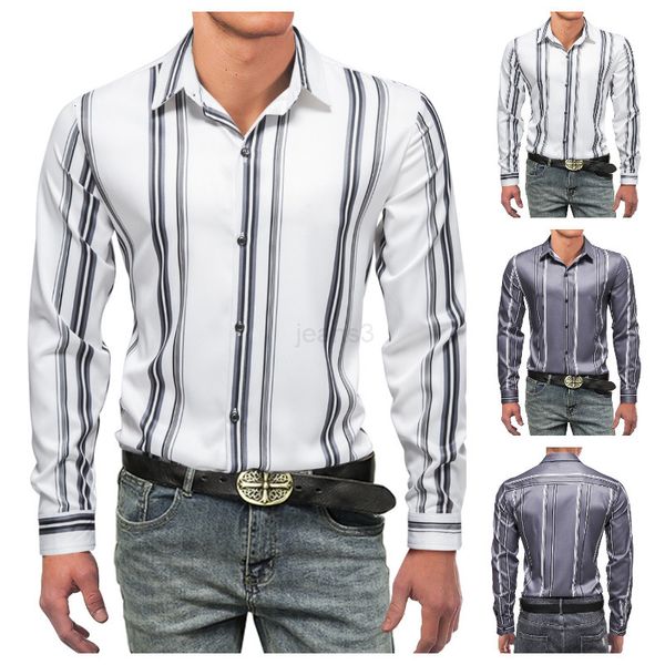 striped designer men's casual shirts for men soft comfortable long sleeve button down slim fit s-2xl, White;black
striped designer men's casual shirts for men soft comfortable long sleeve button down slim fit s-2xl, White;black