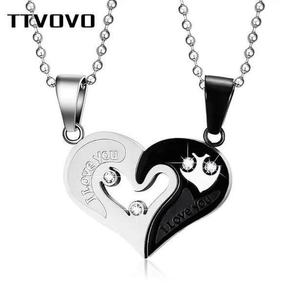 pendant necklacesvovo 2pcs/lots love heart couple necklace for women men "i you" stainless steel cz puzzle matching lover jewelry, Silver
pendant necklacesvovo 2pcs/lots love heart couple necklace for women men "i you" stainless steel cz puzzle matching lover jewelry, Silver