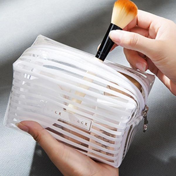 large capacity cosmetic bag women transparent striped make up bag pvc zipper cosmetic pouch toiletry storage organizer
large capacity cosmetic bag women transparent striped make up bag pvc zipper cosmetic pouch toiletry storage organizer
