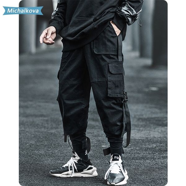 big pockets men cargo pants harajuku streetwear loose sweatpants hip hop casual joggers men trousers ribbon military michalkova lj201104, Black
big pockets men cargo pants harajuku streetwear loose sweatpants hip hop casual joggers men trousers ribbon military michalkova lj201104, Black