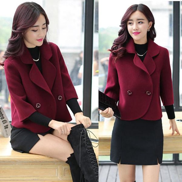 office lady short women wool coat single breasted winter jacket slim solid turn-down collar cashmere coat 2020, Black;brown
office lady short women wool coat single breasted winter jacket slim solid turn-down collar cashmere coat 2020, Black;brown