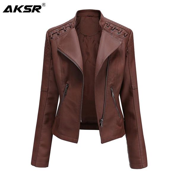 women's leather & faux aksr 2021 spring and autumn jacket clothing slim thin ladies moto biker coat zippers, Black
women's leather & faux aksr 2021 spring and autumn jacket clothing slim thin ladies moto biker coat zippers, Black