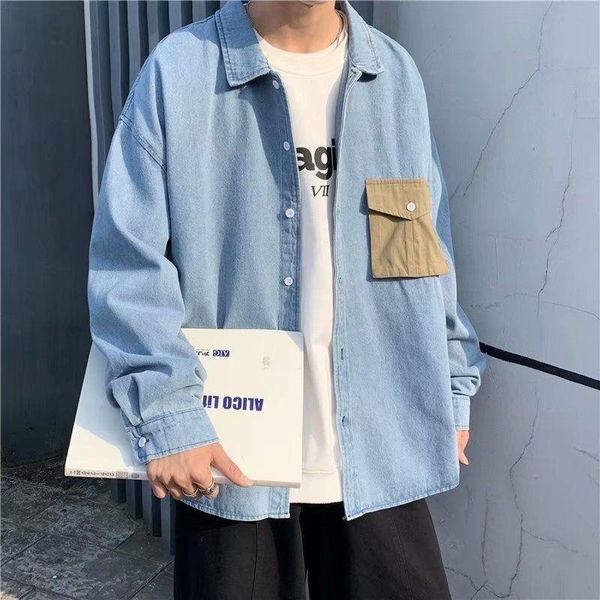 denim shirt men's spring new design sense niche long-sleeved jacket style retro loose superimposed top, White;black
denim shirt men's spring new design sense niche long-sleeved jacket style retro loose superimposed top, White;black