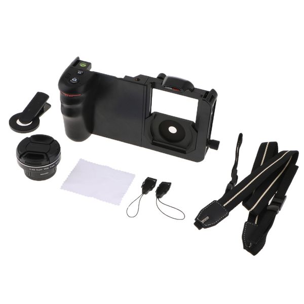 2 in 1 phone wide angle lens cage stabilizer set with clip 52mm cover dslr camera shoulder strap buckle accessory
2 in 1 phone wide angle lens cage stabilizer set with clip 52mm cover dslr camera shoulder strap buckle accessory