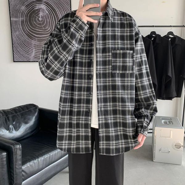spring and autumn plaid shirt men's fashion retro casual shirt men streetwear korean loose long sleeve shirts mens -2xl, White;black
spring and autumn plaid shirt men's fashion retro casual shirt men streetwear korean loose long sleeve shirts mens -2xl, White;black