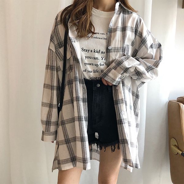 women's spring summer plaid shirts korean loose long batwing sleeve pockets chic blouses female casual harajuku streetwear blusa 201029, White
women's spring summer plaid shirts korean loose long batwing sleeve pockets chic blouses female casual harajuku streetwear blusa 201029, White