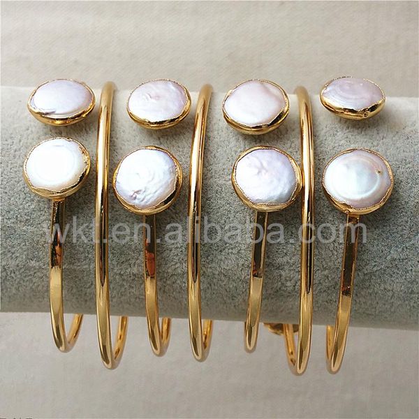 bangle wt-b272 wholesale natural freshwater pearl bangles 24k gold trim adjutable charm, Black
bangle wt-b272 wholesale natural freshwater pearl bangles 24k gold trim adjutable charm, Black