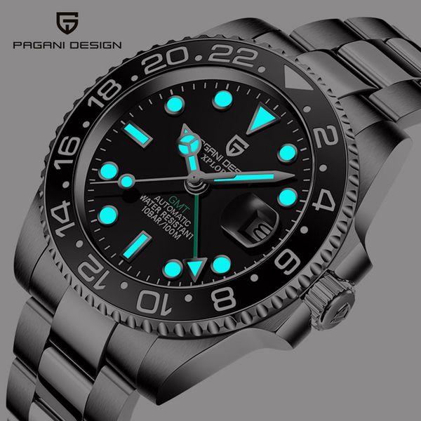 pagani design men stainless steel watch sapphire crystal ceramic bezel gmt automatic mens watches luxury mechanical wristwatch 201113, Slivery;brown
pagani design men stainless steel watch sapphire crystal ceramic bezel gmt automatic mens watches luxury mechanical wristwatch 201113, Slivery;brown