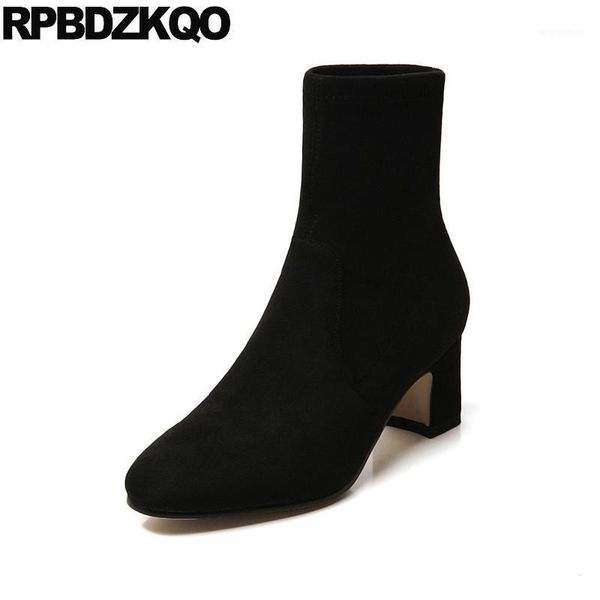winter chunky genuine leather elegant ankle brand high heel fall women boots medium shoes round toe slip on chinese suede sock1, Black
winter chunky genuine leather elegant ankle brand high heel fall women boots medium shoes round toe slip on chinese suede sock1, Black