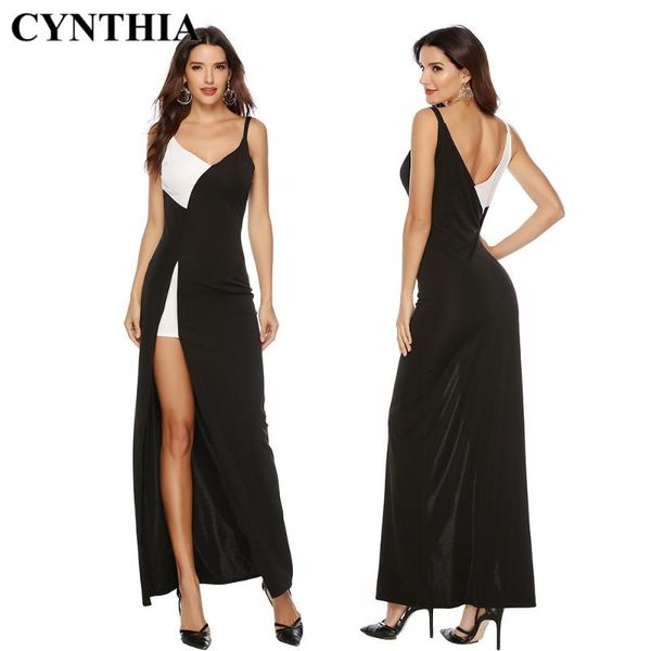 cynthia spring women's evening dress formal dress v-neck black white stitching camisole slit formal elegant, Black;gray
cynthia spring women's evening dress formal dress v-neck black white stitching camisole slit formal elegant, Black;gray