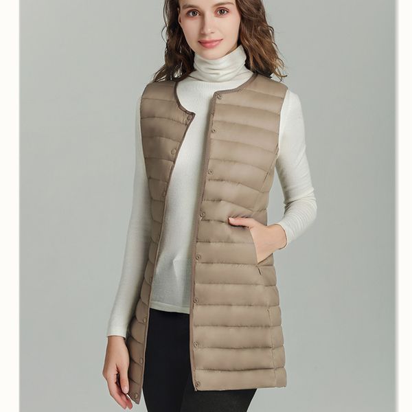 2021 new matt fabric women's long ultra light vest women waistcoat female down coat slim sleeveless without collar 2103, Black;white
2021 new matt fabric women's long ultra light vest women waistcoat female down coat slim sleeveless without collar 2103, Black;white