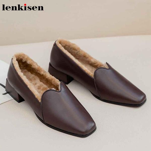 lenkisen super keep warm genuine leather slip on loafers shoes square toe med heels daily wear women fashion leisure pumps l82, Black
lenkisen super keep warm genuine leather slip on loafers shoes square toe med heels daily wear women fashion leisure pumps l82, Black