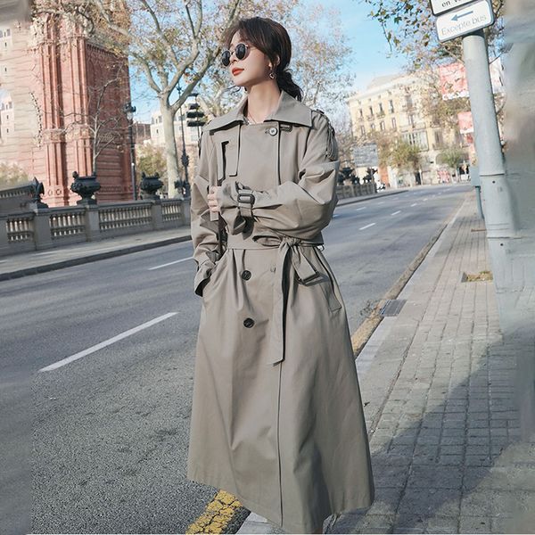 women's trench coat mid-length korean pure color double breasted loose british style 2020 new over-the-knee windbreaker 28m 1028, Tan;black
women's trench coat mid-length korean pure color double breasted loose british style 2020 new over-the-knee windbreaker 28m 1028, Tan;black