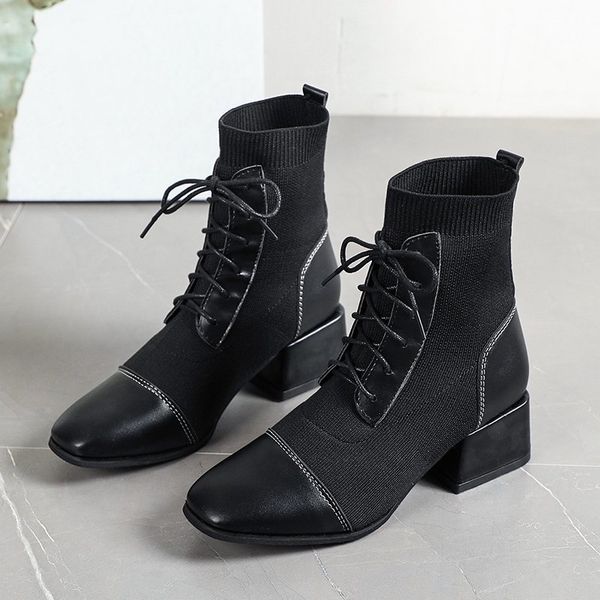 boots fashion woman ankle knited leather handmade autumn winter cross-tied heels women, Black
boots fashion woman ankle knited leather handmade autumn winter cross-tied heels women, Black