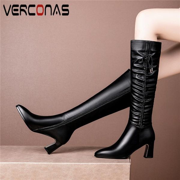 verconas genuine leather knee-high boots for women high heels shoes woman pleated butterfly-knot zipper long boots, Black
verconas genuine leather knee-high boots for women high heels shoes woman pleated butterfly-knot zipper long boots, Black