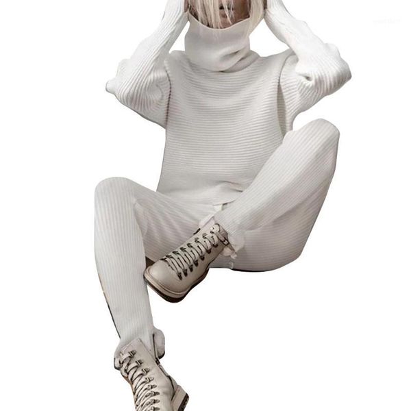 2 pieces set women knitted tracksuit turtleneck sweater + elastic jogging pants pullover sweater set chic knitted outwear d301, Gray
2 pieces set women knitted tracksuit turtleneck sweater + elastic jogging pants pullover sweater set chic knitted outwear d301, Gray